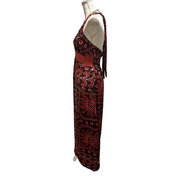 Uluwatu bohemian halter maxi dress | brown silky crochet dress | size medium - Picture 5 of 9